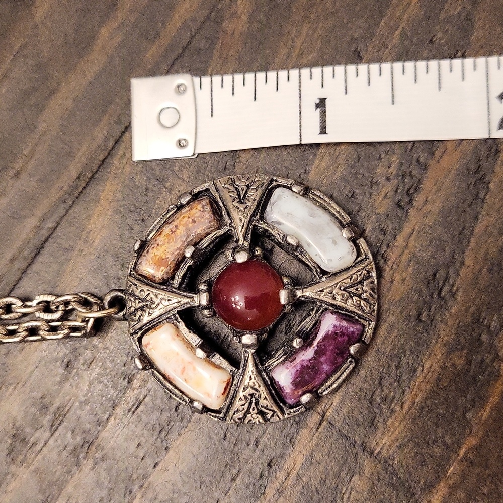 Pewter Gemstone Celtic Pendant Necklace - Picture 10 of 10